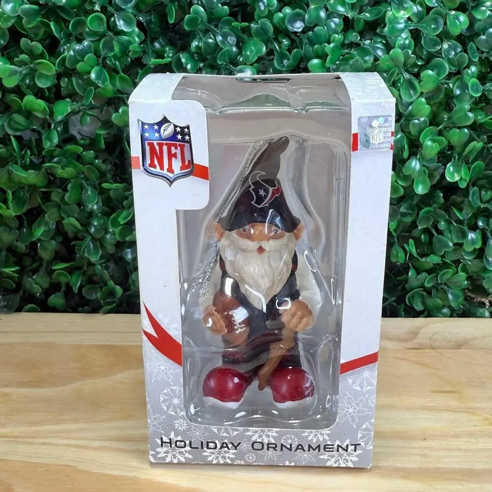 NIB Houston Texans Christmas Ornament NFL Gnome Football Holiday Elf